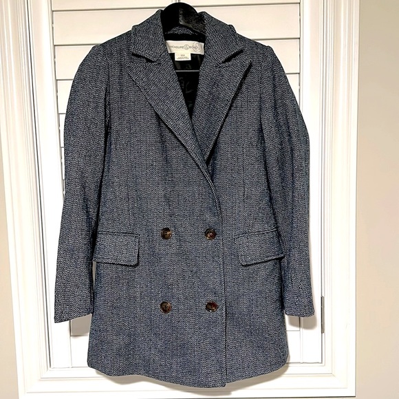 Treasure & Bond oversized blue double breasted tweed blazer - Picture 2 of 7